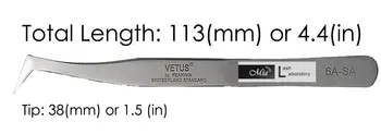 VETUS 6A-SA Buede Ultra Præcise Ekstra Fin spids Pincet Eyelash Extension
