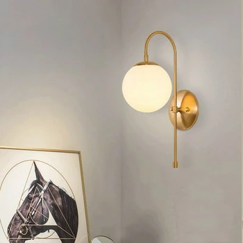 Moderne væglampe, LED-Belysning Fastholdelsesanordningen Nordiske Glas Bold Stil Metal Kreative Badeværelse Soveværelse Sengen Indendørs Dekoration Sconces