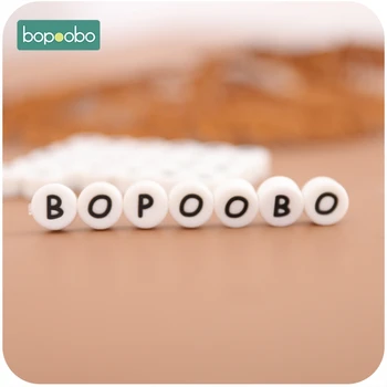 Bopoobo 30 PCT Silikone Breve Perler Baby Bidering Perler DIY Lille Gnaver BPA Fri Tygge Alfabet Perle Til Personlig Navn Toy