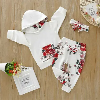 Nyfødte Spædbarn Baby Girl Flower Toppe, Bukser, Leggings Outfits Sæt Tøj Sæt 2stk 0-18 Måneder