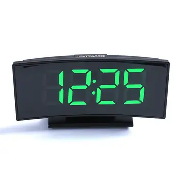 LED Desktop-Elektronisk Ur Stort Antal Temperatur Display Alaram Ur med Snooze-Night Watch Bue-formet Digital Ur