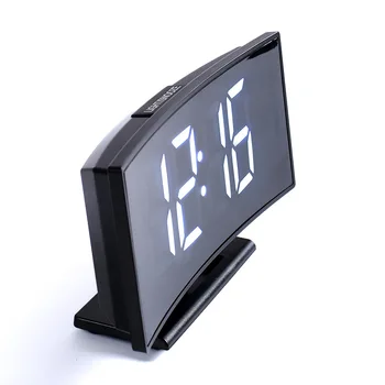 LED Desktop-Elektronisk Ur Stort Antal Temperatur Display Alaram Ur med Snooze-Night Watch Bue-formet Digital Ur
