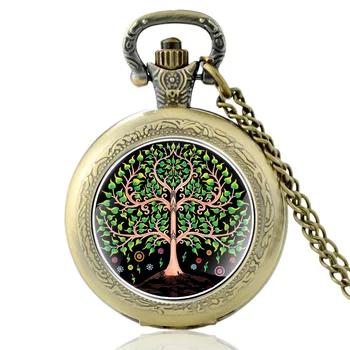 Nye Ankomst Vintage Livets Træ, Bronze Glas Kuppel Charme Pocket Watch Mænd Kvinder Af Høj Kvalitet Halskæde Timer Ur Gaver