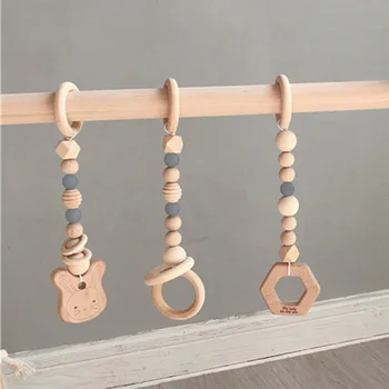 3PCS/Set, Nordiske Stil Baby Fitness Spille Børnehave Sensoriske Ring-pull-Toy træramme Spædbarn Værelses Småbørn Tøj Rack Gave Room Decor