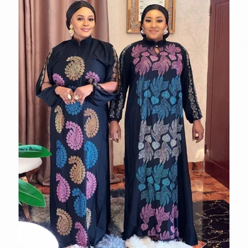Diamanter Afrikanske Kjoler Til Kvinder 2020 Afrika Tøj Muslimske Lang Kjole Med Høj Kvalitet Mode Afrikanske Maxi Kjole Til Dame