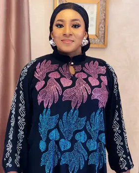 Diamanter Afrikanske Kjoler Til Kvinder 2020 Afrika Tøj Muslimske Lang Kjole Med Høj Kvalitet Mode Afrikanske Maxi Kjole Til Dame
