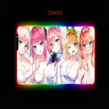 Store Bryster Anime Pige Gaming musemåtte RGB LED Lysende Farverige USB-Port Store Gamer Musemåtte, Bruser Mat 14 Farver for Bærbare PC