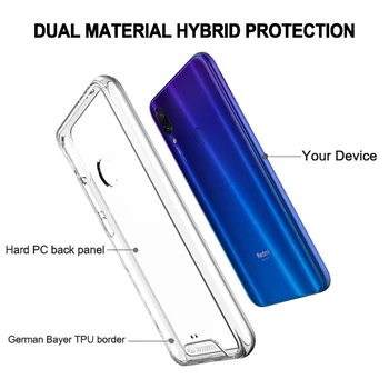 TOIKO Chiron Klart, Stødsikkert fra Fald til xiaomi Redmi Note 7 Pro bagcoveret Hybrid PC TPU Bumper Redmi Note 7 Beskyttende Shell Ny