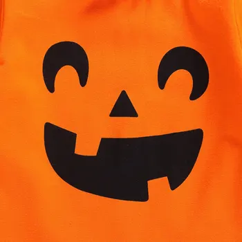3Pcs lille Barn Halloween Passer til Orange O-Hals Lange Ærmer Rompers+Græskar Ghost Slip-On Sko+Hat til Baby Dreng Pige 0-18 Måneder