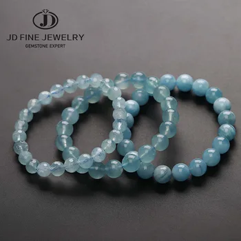 JD Aquamarine Armbånd Indre Cirkel Krystal Armbånd Smykker 6-10mm Perler Romantisk Casual Crystal Yoga Armbånd