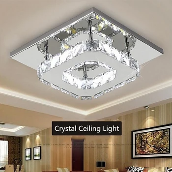Krystal loftslampe Firkantet Krystal Lampe Robust Holdbart 90-260V Stue, Kontor, Soveværelse LED Loft Lys Belysning