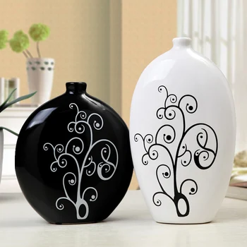 Nordisk Minimalistisk Abstrakt Keramik Vase i Sort og Hvid Menneskelig Kreativ Display Værelse Dekorative Figue hovedform Vase