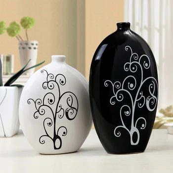 Nordisk Minimalistisk Abstrakt Keramik Vase i Sort og Hvid Menneskelig Kreativ Display Værelse Dekorative Figue hovedform Vase