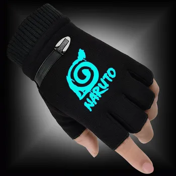 Vinteren Mænd Handsker Tegnefilm Anime NARUTO Fluorescerende Lysende Fingerløse Handsker Varme Strikkede Handsker I 2020 Ny