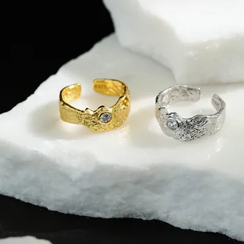 S'STEEL Zircon Ringe 925 Sterling Sølv For Kvinder koreanske Uregelmæssige Designer Guld Ring Justerbar Joyas De Plata Fine Smykker