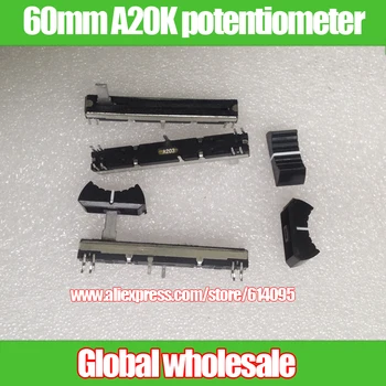 8stk Lang 60mm Mixer Black Straight Slide Potentiometer Fader A20K A203 Stereo Dual 20KA Fader / Kan Erstatte for Panasonic Fader