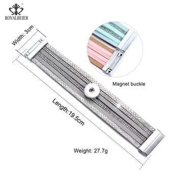 ROYALBEIER Rhinestone Stil Multilayer Crystal Wrap Armbånd med Magnet Spænde Læder Armbånd Pulseiras Armbånd til Kvinder SZ0580