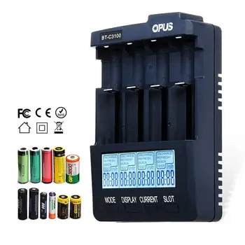Batteri Oplader Opus BT-C3100 V2.2 Digital Intelligent 4 Slots AA/AAA LCD Batteri Oplader Opus BT - C3100 V2.2 r57