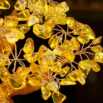 Kinesiske Gyldne Krystal Heldig Penge Formue Træ HELDIG Formue Rigdom Hjem Kontor Dekoration Ornament Bedste Gaver