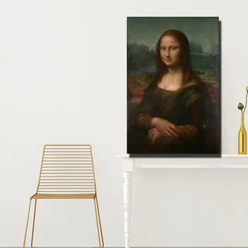 Leonardo Da Vinci-Mona Lisa billede på Lærred Til stuen Mur-Verdens Berømte oliemaleri Replica-Figur Plakater På Væggen