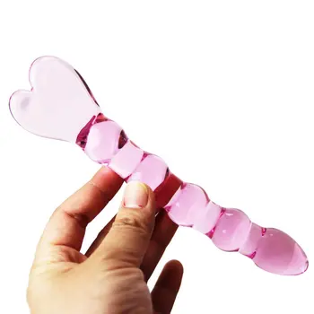 Pink Glas Anal plug Heart perler butt plugs Natteliv Anus Dildo voksen håndsex Voksen Gay Sex Legetøj til Kvinder lesbian gay-toy