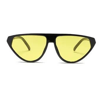 Retro Fladskærms Øverste trekant Cat Eye Ramme Solbriller Vintage Brillerne Fashion Nuancer kvinders gul plast tonede solbriller ny