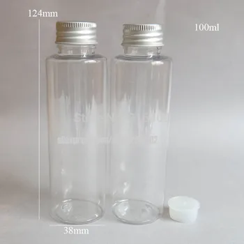 20 x100ml klart pet-plast flaske med aluminium cap med indsæt 100cc gennemsigtig Genopfyldning cream Shampoo flaske