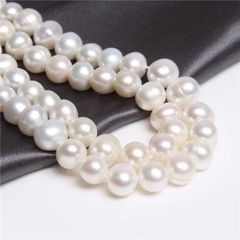 Naturlige 6-11mm Rund Hvid ferskvandsperle løs spacer Perler til smykkefremstilling-armbånd, halskæde, ørering Kvinder Elegante gaver