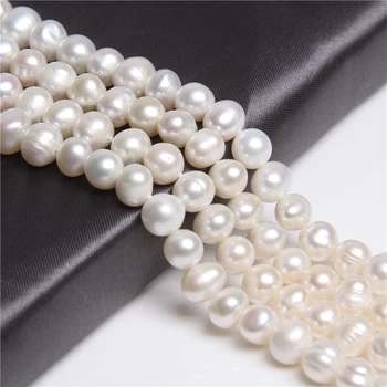Naturlige 6-11mm Rund Hvid ferskvandsperle løs spacer Perler til smykkefremstilling-armbånd, halskæde, ørering Kvinder Elegante gaver