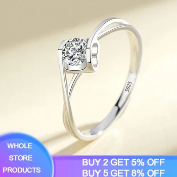 YANHUI Romantiske Hjerte Design Lille 0.3 ct-Lab Diamant Ring i Sølv 925 Smykker Løfte Engagement vielsesringe Kvinder Gave KR0462