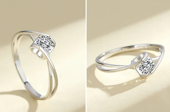YANHUI Romantiske Hjerte Design Lille 0.3 ct-Lab Diamant Ring i Sølv 925 Smykker Løfte Engagement vielsesringe Kvinder Gave KR0462