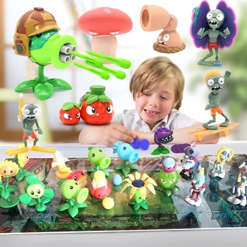 Store Ægte Planter vs Zombie Legetøj 2 Komplette Sæt Af Drengene Blød Silikone Anime Figur Børns Dukker Kids Fødselsdag Toy Gaver