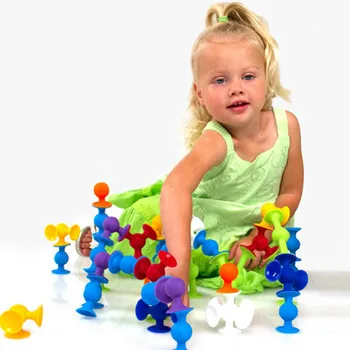 24pcs Pop Suckers Sjove 2019 Silikone Blok Bløde byggeklodser Kid DIY Model Byggeri Til børn, Drenge Piger Julen Legetøj