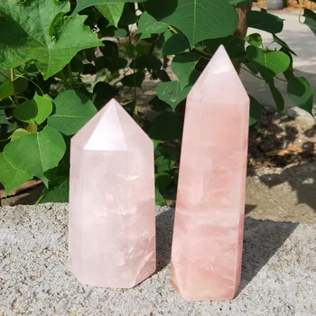 200-500 g Naturlige steg crystal wand pink kvarts punkt gemstone tower Mineral Prøve healing 1stk