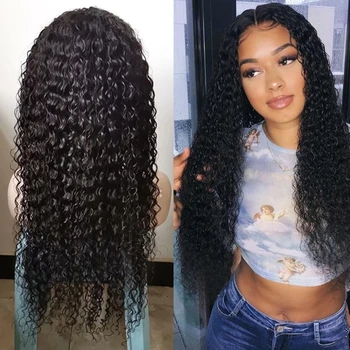 Malaysia Kinky Curly Lace Front Wig Human Hair Lace Parykker For Sorte Kvinder Remy Krøllet Hår Lukning Paryk Kort Bob Vand Paryk