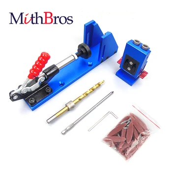 MithBros Opgraderet Lomme Hul Jig med Skifte Klemme og 9,5 mm-Boret Skruetrækker for Tømrer Bearbejdning af Træ & Snedker Værktøjer