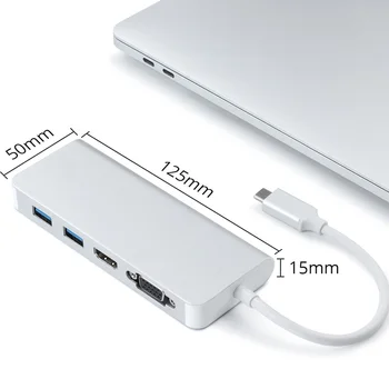 USB-C til Dual 3.0 HDMI - kompatibel VGA RJ45 Type C PD TF Converter til MacBook Nye air Pro 13 2020 A2289 A2179 USB-C Adapter
