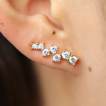 Gnister AAA cubic zirconia lang klatreplante ear cuff kvinder mode smykker CZ feje øreringe