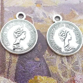 300pcs Mønt Charms 13mm x 16mm DIY Smykker at Gøre Vedhæng i antik sølv farve