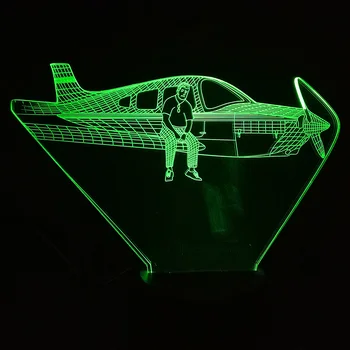 Fly 3D LED Nat Lys 7 Farve Skiftende Tryk på USB Jet 3D-Illusion Led bordlampe Baby Soveværelse Belysning
