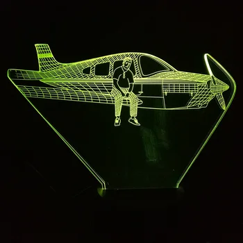Fly 3D LED Nat Lys 7 Farve Skiftende Tryk på USB Jet 3D-Illusion Led bordlampe Baby Soveværelse Belysning