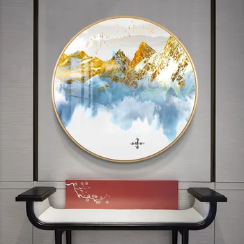 Malerier Væg Kunst, Lærred Gold Mountain Abstrakte Cloud Modular-Round Billede Udskrive Plakater Ingen Ramme For Living Room Home Decor