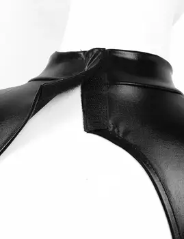 Kvinder Sexet Latex Kjole Sex PVC Wet Look Patent Læder Kjoler Sexet Erotisk Nat Clubwear Mock Hals Ryg-Slim Fit Mini Kjole