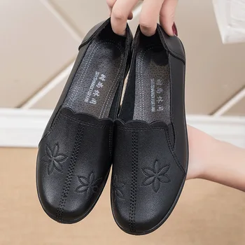 YAERNISoft læder flade sko-kvinde læder sko mokkasiner mor loafers casual kvinde kørsel Ballet sko kvinder casual