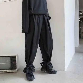 Personlig bandage bred ben mørk sort løs Yamamoto stil efteråret bukser mænds design nye casual bukser hem