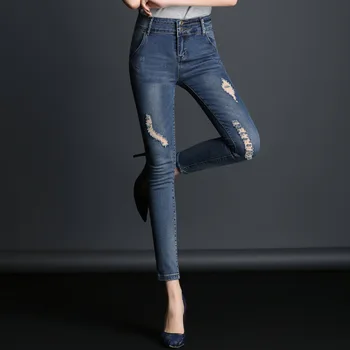 Rosegal Plus Size Kvinder, Høj-Taljen Skinny Jeans Kvinde Mode slidte Jeans for Kvinder er Denim Blyant Bukser Damer Push up Jeans