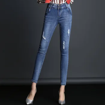 Rosegal Plus Size Kvinder, Høj-Taljen Skinny Jeans Kvinde Mode slidte Jeans for Kvinder er Denim Blyant Bukser Damer Push up Jeans