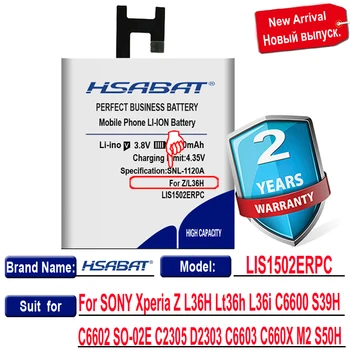 HSABAT 3850mAh LIS1502ERPC Batteri til SONY Xperia Z L36H lt36h L36i S39H SÅ-02E C6603 C6602 C6600 C660X Xperia C CN3
