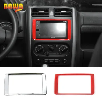 BAWA Interiør Lister ABS Dashboard Konsol GPS Navigation Frame Cover Rød Klistermærker til Suzuki Jimny 2011-2017