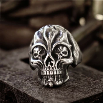 EYHIMD Unikke Rustfrit Stål Gotiske Skull Ring Herre Biker Ringe Punk Smykker